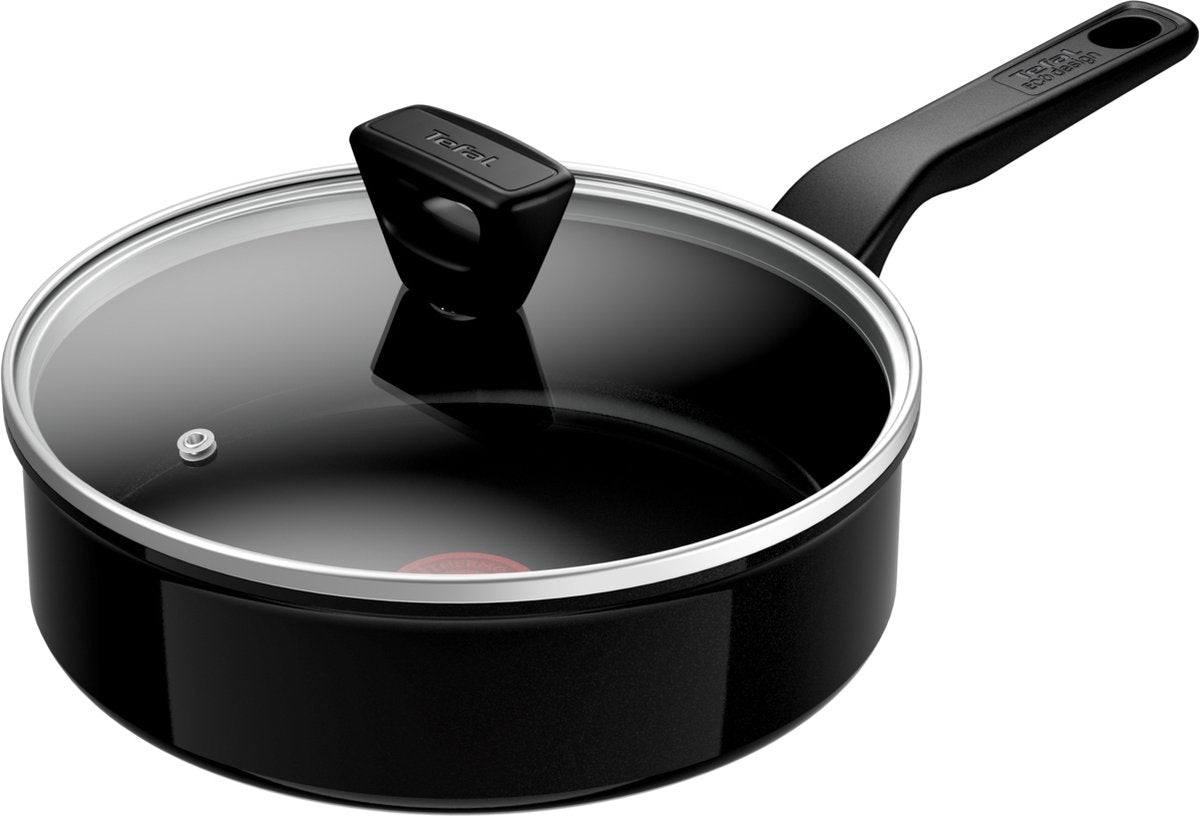 Tefal - Renew Black stekpanna - Keramisk 24 cm med lock