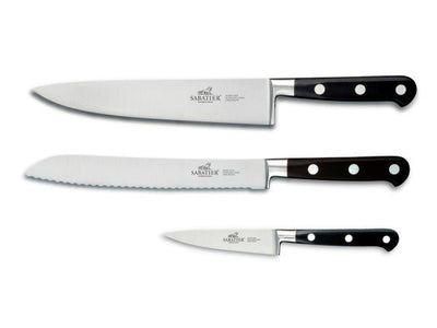 Lion Sabatier - Licorne knivset 3 delar stål/svart