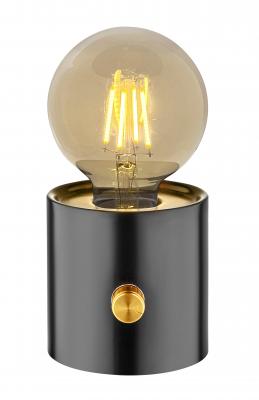 Conzept - lampa i svart för batteri - 10x8,5x17 cm - med mässingsknopp