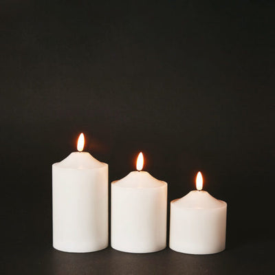 3 st LED altarljus med 3D-flamma och fjärrkontroll - Vita