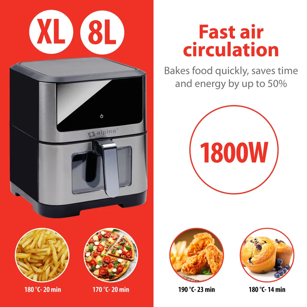 Alpina - Air fryer XL 230V - 8 liter 1800W