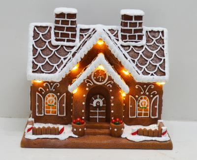 Gingerbread hus med LED-lys 17,5x10x16 cm