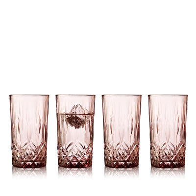 Lyngby Glas - Highball Sorrento vandglas/drinksglas - 38 cl. 4 stk. - pink