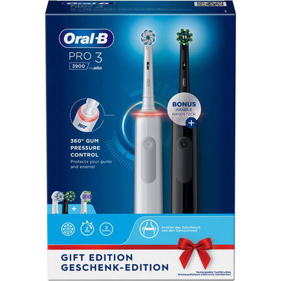 Oral-B - Pro presentförpackning med två tandborstar 3 3900 Duo svart/vit