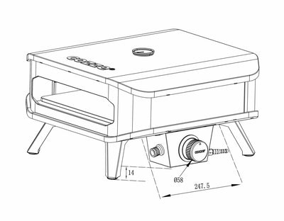 Cozze - 13" pizzaovn til gas - med termometer og pizzasten 5,0KW