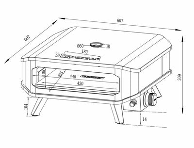 Cozze - 17" gaspizzaugn - med termometer och pizzasten 8.0KW