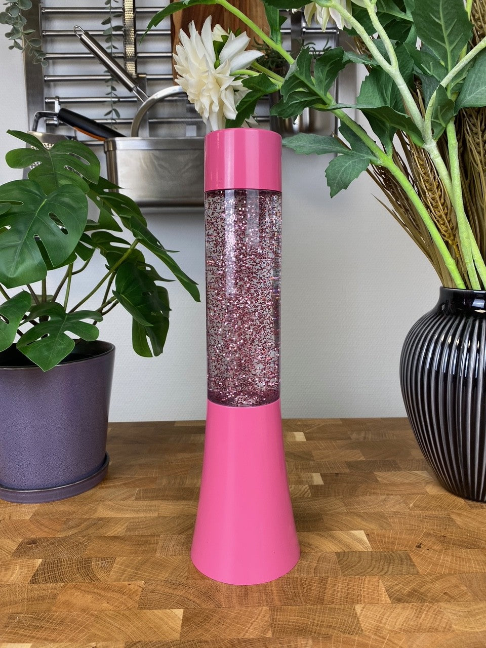 Glitterlampa 8x32 rosa för batteri