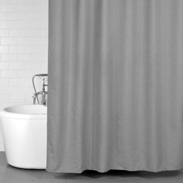 Conzept Bath - Badkarsgardin 180x200 cm textil m/ ringar grå