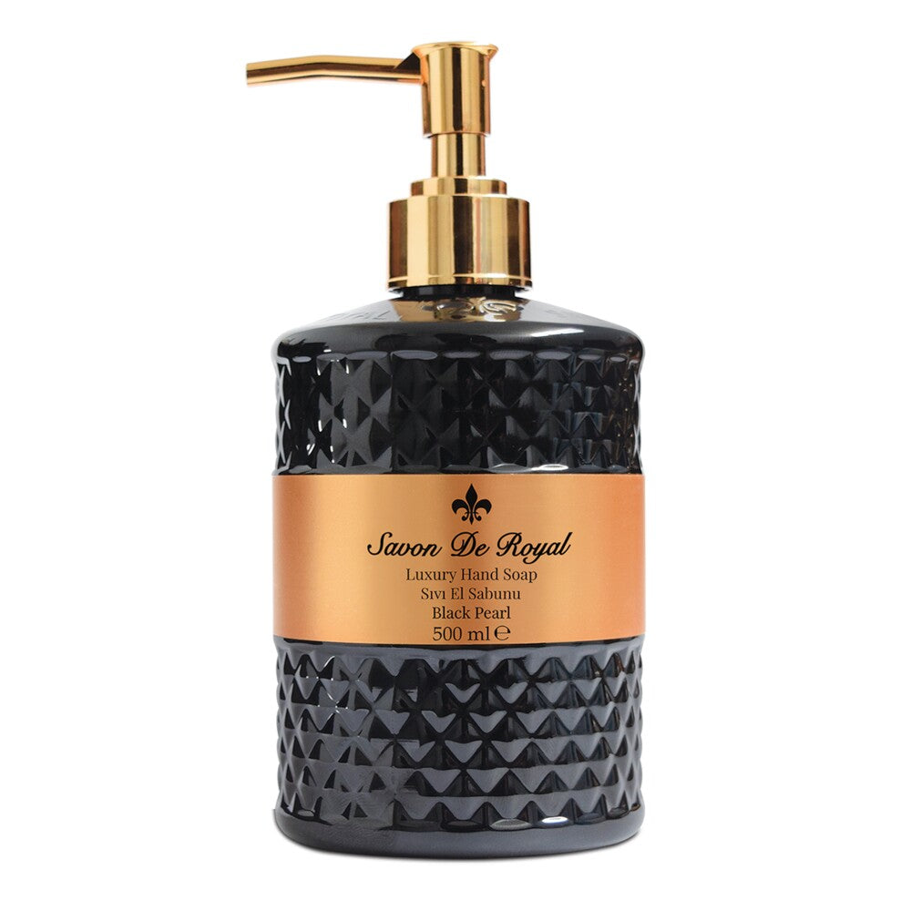 SAVON DE ROYAL - Håndsæbe Black Pearl 500 ml - Sort/guld