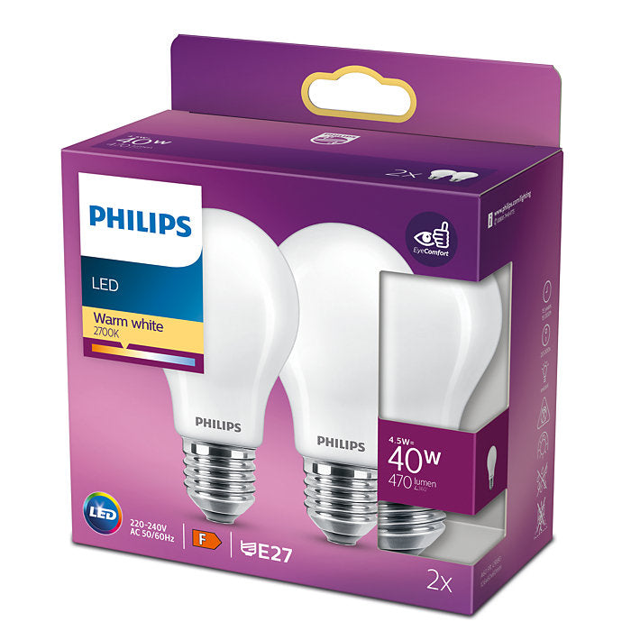 Philips - LED-lampa (4,5W)40W E27 - 2 st